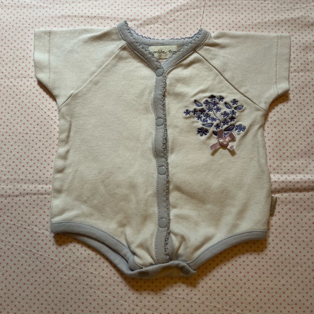 Rumble Tumble Vintage 2004 White and Purple Baby Onesie